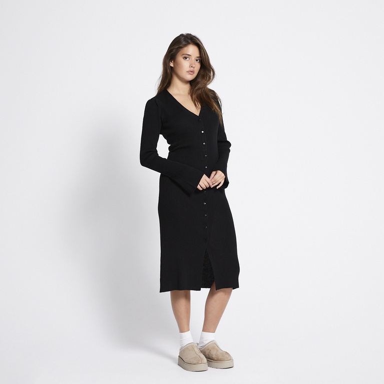 Ribbed knit cardigan dress "Mindy" Black